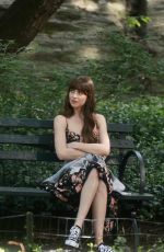 DAKOTA JOHNSON Filming Materialists at a Park in New York 06/03/2024