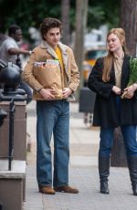 ELLE FANNING and Timothee Chalamet on the Set of A Complete Unknown in Hoboken 06/11/2024