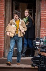 ELLE FANNING and Timothee Chalamet on the Set of A Complete Unknown in Hoboken 06/11/2024