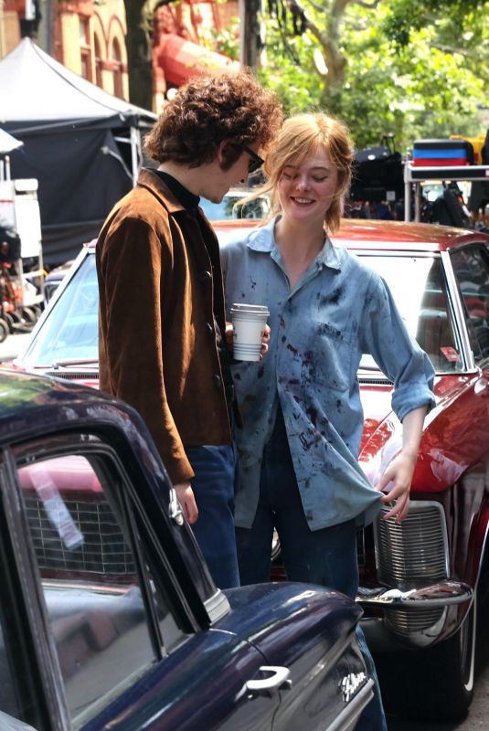 ELLE FANNING on the Set of A Complete Unknown in Hoboken, New Jersey 06/05/2024