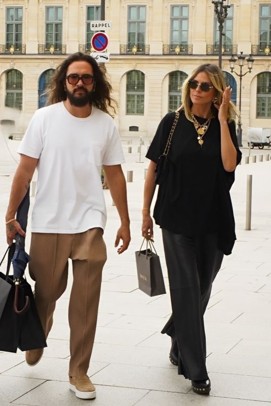 HEIDI KLUM and Tom Kaulitz Arrives at Their Hotel After Shopping in Paris 06/29/2024