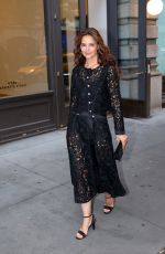 KATIE HOLMES in a Black Lace Dress Out in New York 06/10/2024