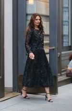 KATIE HOLMES in a Black Lace Dress Out in New York 06/10/2024
