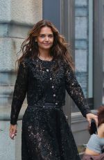 KATIE HOLMES in a Black Lace Dress Out in New York 06/10/2024