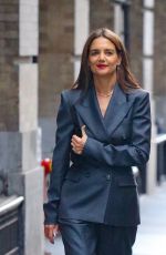 KATIE HOLMES in a Stylish Pantsuit and Red Heels Meeting with a Friend in New York 06/11/2024