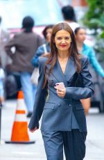 KATIE HOLMES in a Stylish Pantsuit and Red Heels Meeting with a Friend in New York 06/11/2024