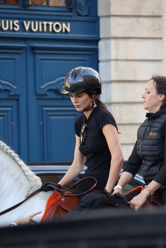 KENDALL JENNER Riding on Horseback Through Paris 06/22/2024