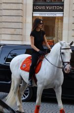 KENDALL JENNER Riding on Horseback Through Paris 06/22/2024