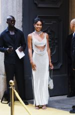 LAURA HARRIER Arrives for Inauguration of Swarovski Masters of Light from Vienna to Milan Exhibition at Palazzo Citterio 06/16/2024