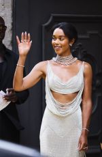 LAURA HARRIER Arrives for Inauguration of Swarovski Masters of Light from Vienna to Milan Exhibition at Palazzo Citterio 06/16/2024
