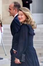 LEA SEYDOUX Arrives Presidential Palace Elysee for an Official State Dinner in Paris 06/08/2024