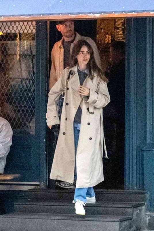 LILY COLLINS Out for Dinner in London 06/04/2024