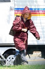 LILY JAMES on the Set of Swiped in Los Angeles 05/31/2024