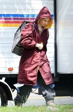 LILY JAMES on the Set of Swiped in Los Angeles 05/31/2024