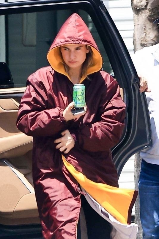 LILY JAMES on the Set of Swiped in Los Angeles 05/31/2024