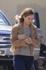 LILY JAMES on the Set of Swiped in Los Angeles 06/10/2024