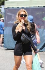 MARA MARINI at Farmers Market with Her Dog in Studio City 06/16/2024