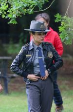 MILA KUNIS at a Police Officer Filming Knives Out Movie in Epping 06/12/2024