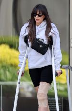 NINA DOBREV Out with Her Crutches in Santa Monica 06/18/2024
