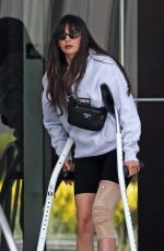 NINA DOBREV Out with Her Crutches in Santa Monica 06/18/2024