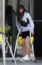 NINA DOBREV Out with Her Crutches in Santa Monica 06/18/2024