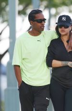 RIHANNA and ASAP Rocky Out at West Side Highway Park in New York 06/27/2024