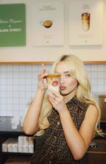 SABRINA CARPENTER at a Surprise Photoshoot at Blank Street Coffee in London, June 2024