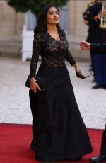 SALMA HAYEK Arrives at Dinner at Elysee Palace in Paris 06/12/2024