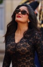SALMA HAYEK Arrives at Dinner at Elysee Palace in Paris 06/12/2024
