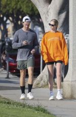 ABBY CHAMPION and Patrick Schwarzenegger Out in Santa Monica 07/15/2024