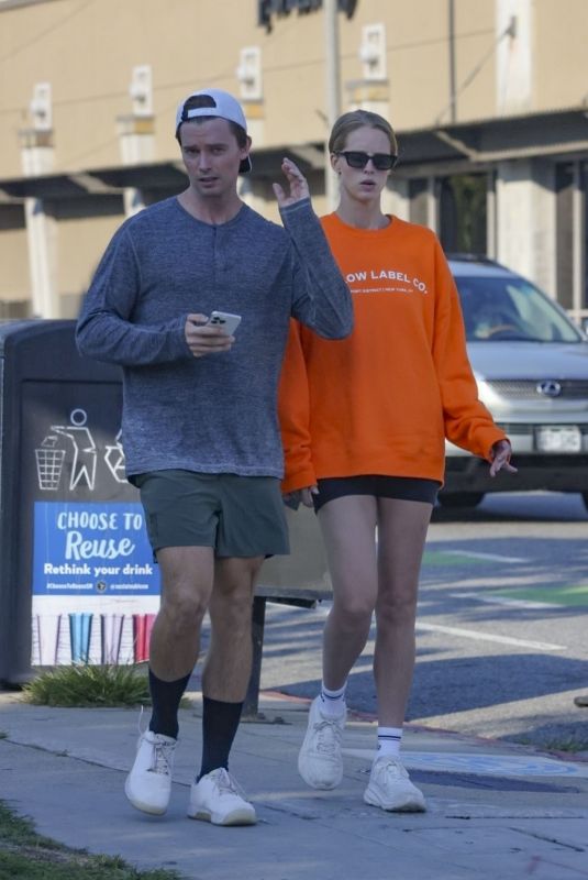 ABBY CHAMPION and Patrick Schwarzenegger Out in Santa Monica 07/15/2024