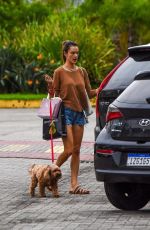 ALESSANDRA AMBROSIO in Denim Shorts Out with Her Dog Near Her Home in Florianppolis 07/23/2024