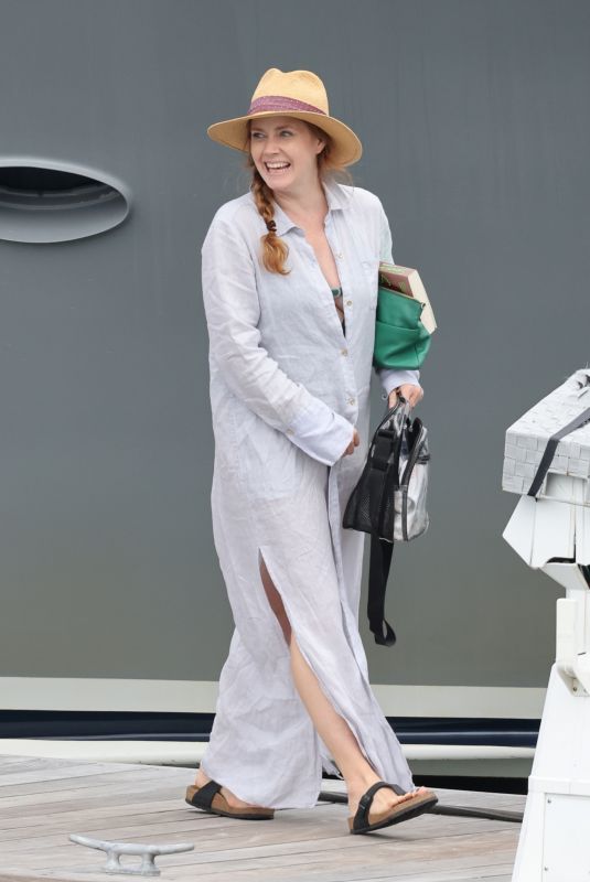 AMY ADAMS and JENNY SLATE Filming on a Yacht for At the Sea in Quincy 07/23/2024