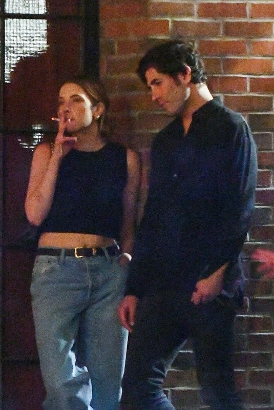 ASHLEY BENSON and Brandon Davis Enjoys a Cigarette Night Out in New York 07/20/2024
