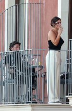 BELLA THORNE at Balcony of Her Hotel in Taormina Sicily 07/13/2024