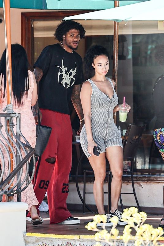 DRAYA MICHELE and Jalen Green Out for Lunch at Urth Cafe in Los Angeles 07/08/2024