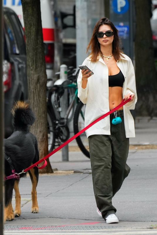 EMILY RATAJKOWSKI Out Walks Her Dog in New York 07/25/2024