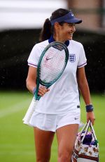EMMA RADUCANU at a Training Session at Wimbledon 2024 in London 07/06/2024