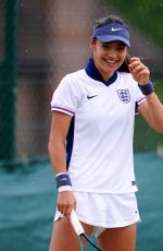 EMMA RADUCANU at a Training Session at Wimbledon 2024 in London 07/06/2024