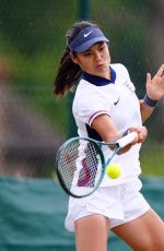 EMMA RADUCANU at a Training Session at Wimbledon 2024 in London 07/06/2024