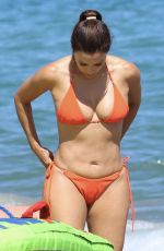 EVA LONGORIA in a Orange Bikini at a Beach in Marbella 07/18/2024