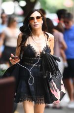 FAMKE JANSSEN Out in New York in a Black Lace Mini Dress 07/27/2024