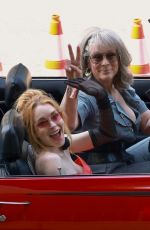 JAMIE LEE CURTIS and LINDSAY LOHAN Filming Freaky Friday 2 in Los Angeles 07/25/2024