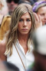 JENNIFER ANISTON Filming a Protest Scene for The Morning Show in Flatiron in New York 07/28/2024