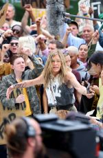 JENNIFER ANISTON Filming a Protest Scene for The Morning Show in Flatiron in New York 07/28/2024