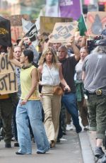 JENNIFER ANISTON on the Set of The Morning Show in New York 07/27/2024