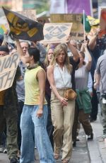 JENNIFER ANISTON on the Set of The Morning Show in New York 07/27/2024
