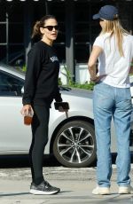 JENNIFER GARNER Enjoys an Iced Tea on a Morning Walk with a Friend in Los Angeles 07/26/2024