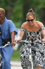 JENNIFER LOPEZ Enjoying a Bike Ride with Friends in The Hamptons 07/23/2024