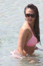 JESSICA ALBA in a Pink Bikini at a Beach in Mykonos 07/27/2024
